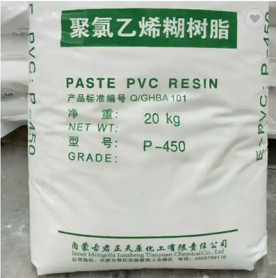 جونزينغ P-450 الراتنج المعجون PVC مع محتوى متطاير منخفض ، عدد قليل من جسيمات الشوائب ودرجة تعدد معتدلة