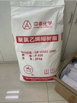 Zhongtai P-450 الراتنج المعجون من PVC ذو القيمة K المتوسطة مع نسبة لزجة منخفضة و VCM منخفضة للبقايا من PVC الناعمة