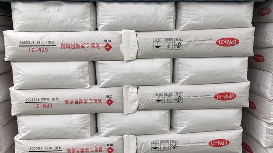 الراتنج المعلب من PVC CPM-31 من Jilantai مع جسيمات ندرة منخفضة للغاية ≤20 قطعة ، والبيضاء الحراري ≥95٪ ، ودرجة البوليمرة 1200-1400