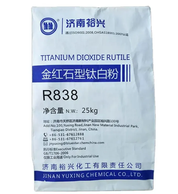 Bluestar Jinan Yuxing R838 ثاني أكسيد التيتانيوم الروتيل مع Si-Al غير عضوي + معالجة سطح مركبة عضوية لتحقيق بيضاء عالية وتشتت ممتازة في الأنظمة المعتمدة على الماء